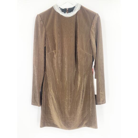 MAC DUGGAL Dress Size 10 Evening Gown Chocolate Bronze NEW Mini Rhinestone Collr - Picture 5 of 7